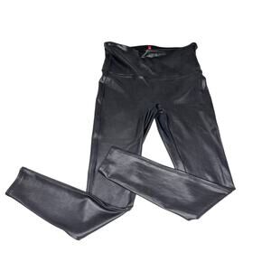 Spanx Black Faux Leather Leggings L
